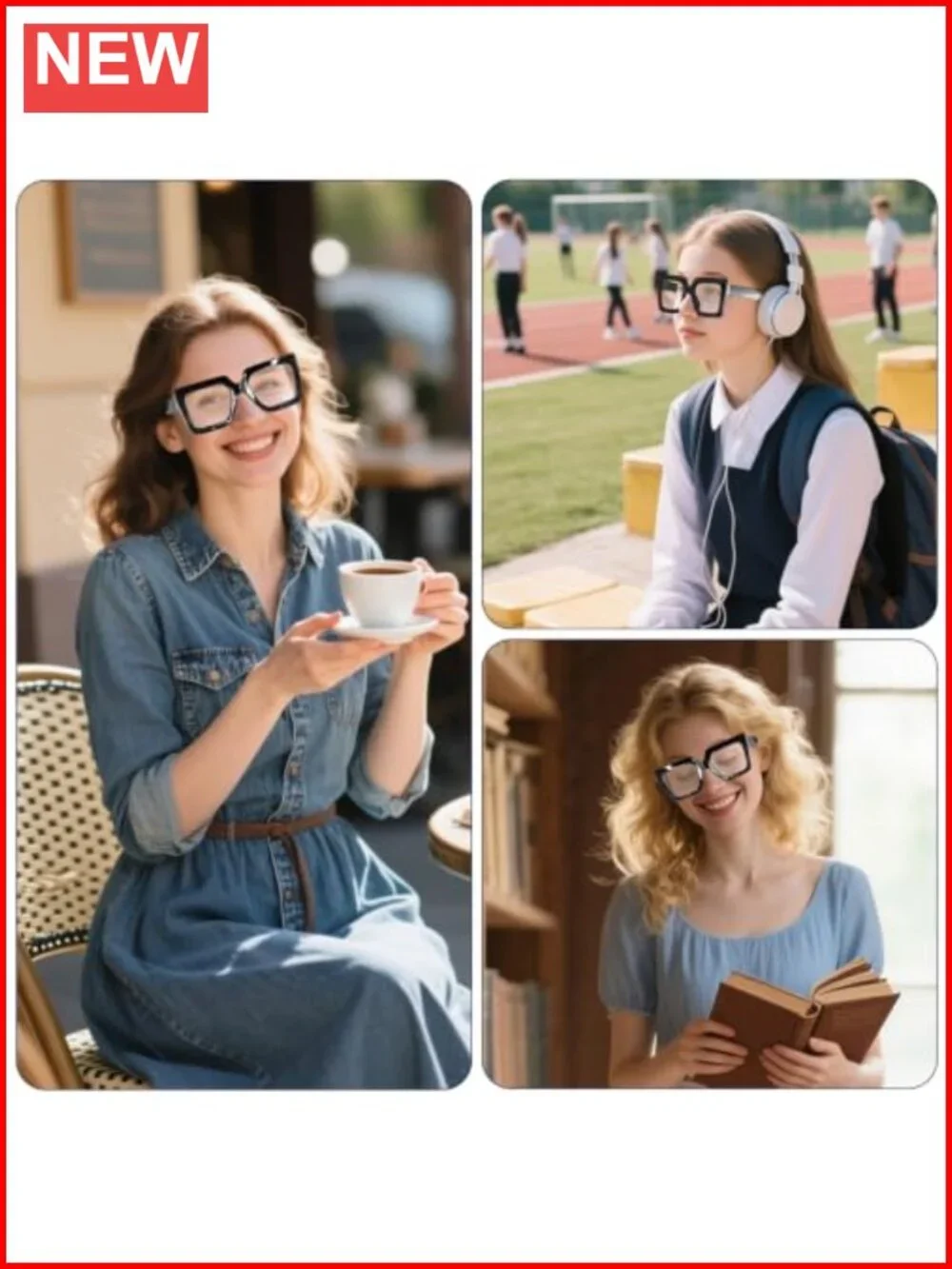Oversized Square Blue Light Glasses 2-Pack Plastic Frame Computer Eyewear